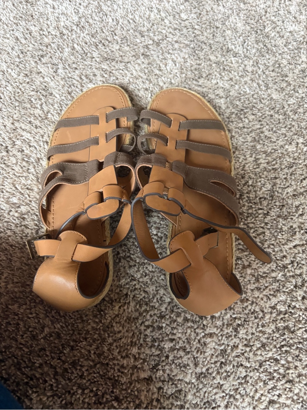 SeaVees Tan and Brown Strappy Gladiator Sandals